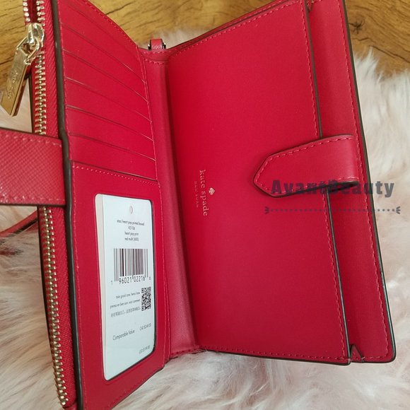 NWT Kate Spade Staci Boxed Heart Pop Printed Phone Wallet Wristlet White V Day